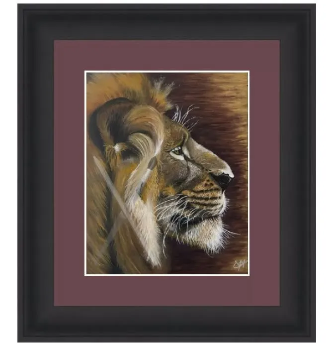 Be Brave presented with a burgundy mount in a black frame